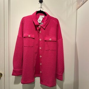 First Love Fuchsia Quilted Casual Shirt NEW